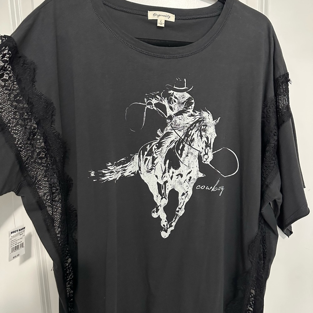 Black Cowboy Graphic Women's Tee by Originality